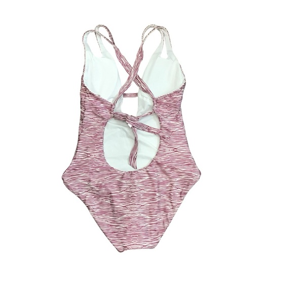 BECCA Women’s Deep V Neck Teardrop One Piece Swimsuit Size Large Kenya - Picture 3 of 5